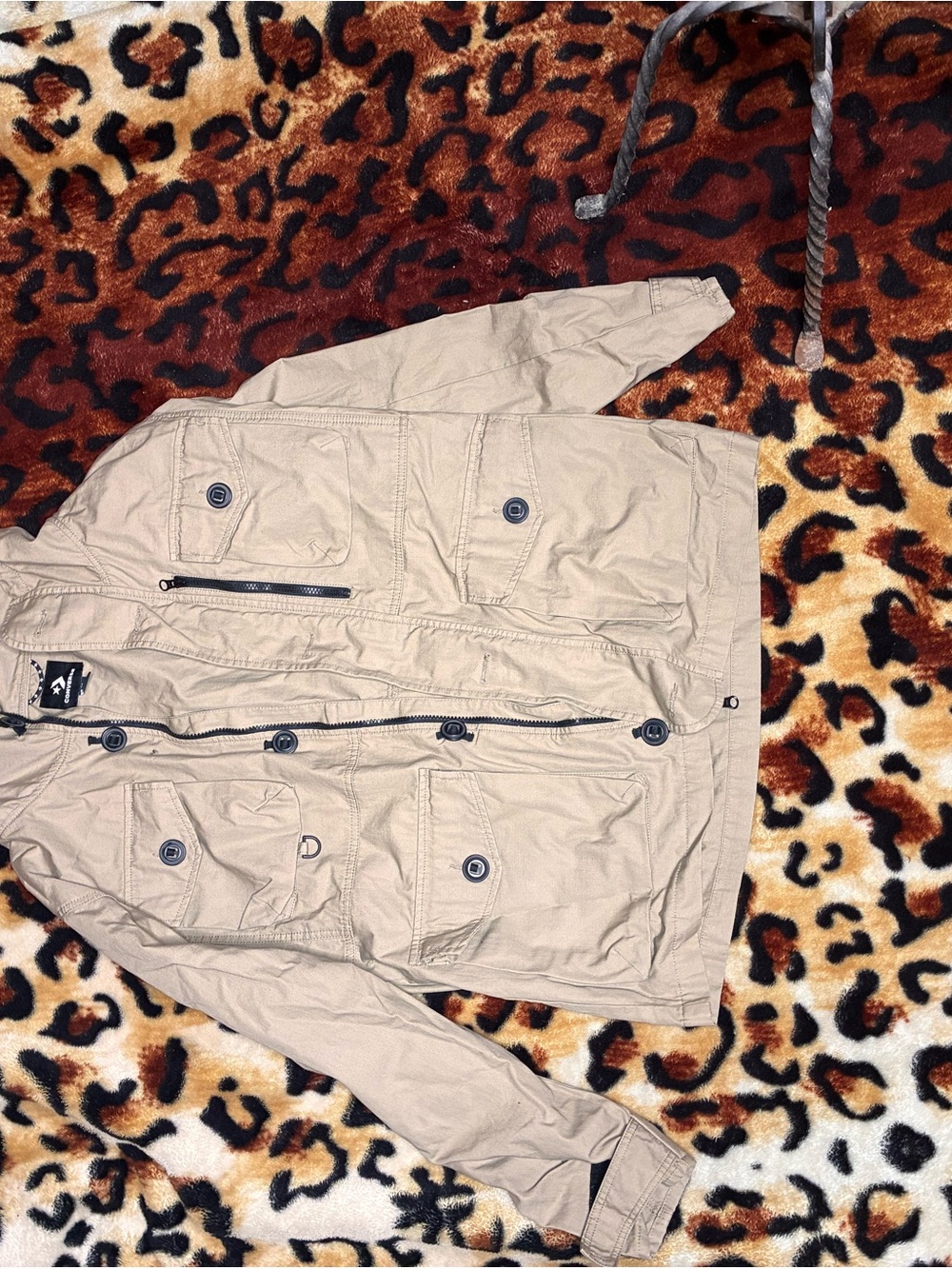 Converse Tan Utility Field Jacket with Button-Zip Front